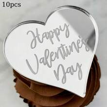 5个/10个/20个金色亚克力情人节蛋糕装饰摆件，求婚甜品桌心形装饰品 - 彩色 - 查看 17