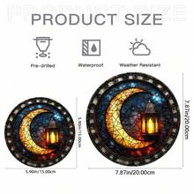 Decoração Suspensa Acrílica Redonda - Design de Lua Crescente em Vidro Pintado com Cores de Outono, Peça de Arte para Janela, Parede, Varanda, Decoração de Jardim, Decoração de Iluminação, Acento de Varanda, Design de Moldura Delicada, Artesanato Artístico - Acrílico redondo - Visão 6