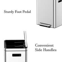 Tzou Dual Compartment Step-On Trash Can, Stainless Steel Recycling Bin With 2 Inner Buckets For Kitchen, Home, Office - Silver 20L(5.28Gal) - View 4