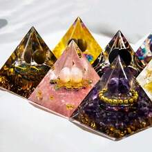Natural Crystal Energy Generator Pyramid Peridot Amethyst Reiki Healing Chakra Resin Pyramid Egyptian Decor Room Decoration 1pc - 1pc 5cm/1.96inch - View 6