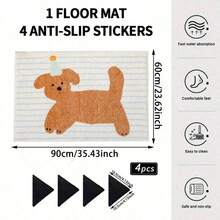 1 Pc Cartoon Dog Striped Bath Mat, Non-Slip Absorbent Flannel Rug, Machine Washable Polyester Blend, Rectangular Bathroom Floor Mat, Bedroom Bedside Rug, Living Room Area Rug, Home Decoration Rug Carpet Rugs Door Mat Room Decor Carpet For Living Room Kitchen Rug Bedroom Decor Blankets And Throws Rugs For Bed Room Bathroom Decor Room Decoration Stuff Living Room Decor Office Decor House Decor Home Decor Living Room Bathroom Rug Room Decor Aesthetic