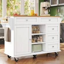 Mobile Storage Islands - White + MDF - View 3