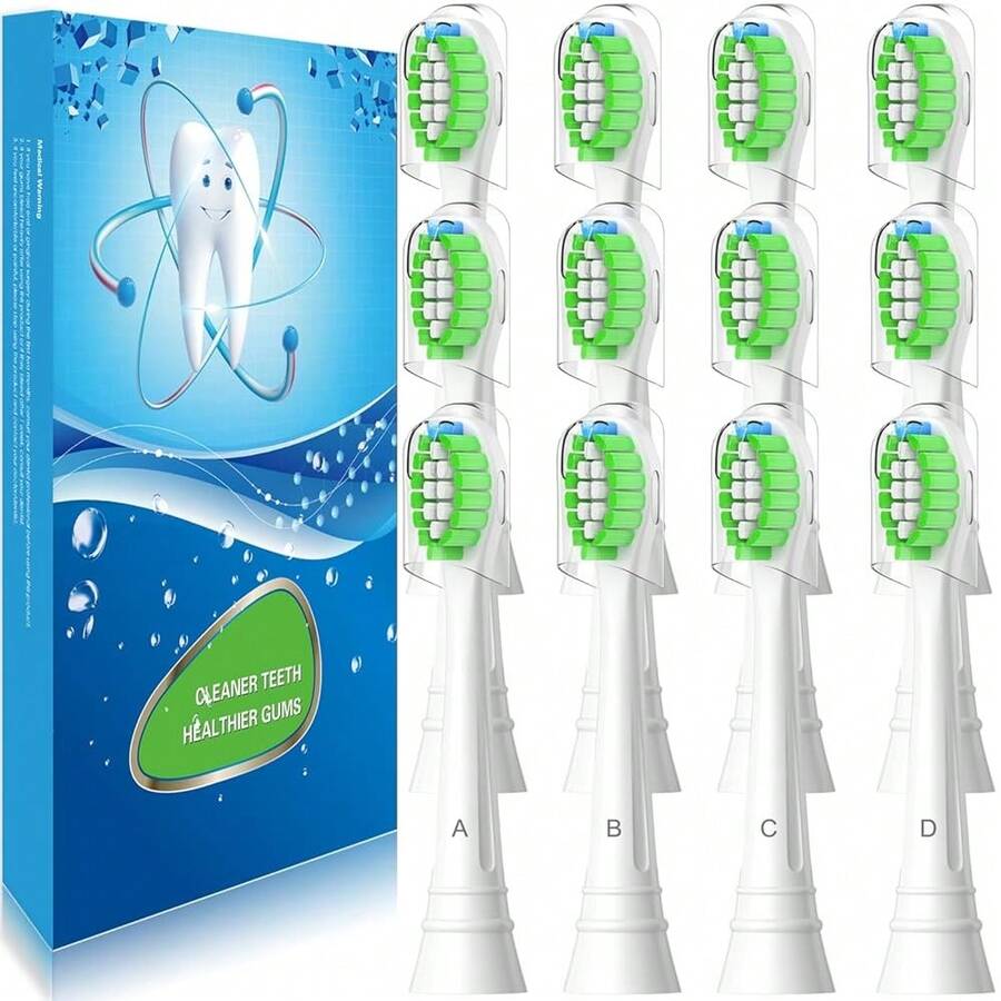 Replacement Brush Heads Compatible With Sonicare Replacement Heads, Toothbrush Head For C2 C3 Electric Toothbrushes - (12 Count) White{Inchcolor_nameinch:Inch12Whiteinch,Inchsize_nameinch:Inch1Count(Packof12)Inch} - 12White - View 1