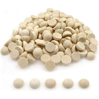 400 Pieces 15 Mm Half Wood Balls Natural Half Wooden Beads Unfinished Split Wooden Balls Half Round Wood Beads For Crafts Arts Supplies