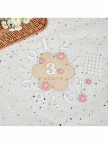 每月里程碑卡片 - 木质每月里程碑圆盘 - 新生儿摄影道具（包含0-9数字），记录宝宝的成长历程 - 公告牌