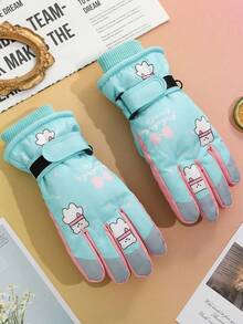 Youth Gloves, Suitable For Girls Aged 4-13, Winter Fleece Thick Warm Gloves, Suitable For Outdoor Snow Travel, 1 Pair