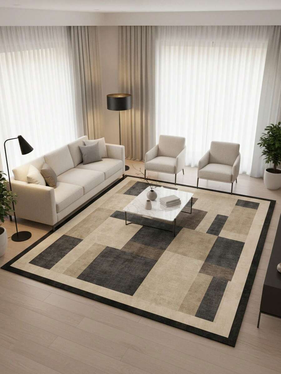 1PC Machine Washable Large - Size Modern Light Gray Textured Pattern Area Mat Rug Indoor Living Room Decorative Rug With Stylish Light Gray Textured Pattern Design Easy Clean Floor Mat For Home Decoration Kitchen Rug