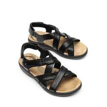 Women Flats Sandals Comfortable Open Toe Walking Sandals With Multiple Adjustable Straps Summer Casual Dress Comfortable Shoes - 黑色 - 查看 1