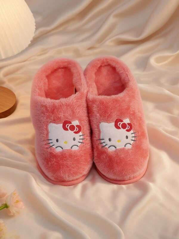 Sanrio Pantufas femininas Sanrio Kuromi, Hello Kitty e Cinnamoroll, com bico fechado, adoráveis, quentinhas, antiderrapantes e felpudas, perfeitas para o inverno em casa. Pantufas Sanrio, macias e fofinhas.