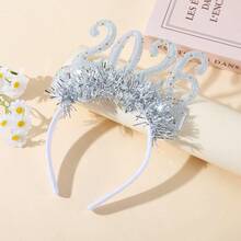 1件雪花圣诞发光发箍，驯鹿角头饰闪亮圣诞发箍小礼物，银色闪亮2026发箍，银色缎面发箍，适合圣诞派对家居装饰 - 彩色 - 查看 10