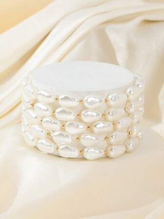 5 件套彩色串珠弹性手链，多层佩戴，女士时尚珠宝