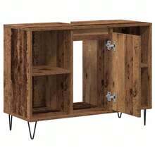 vidaXL Badezimmer Schrank Altholz 80 X 33 X 60 Cm Holzwerkstoff - Giallo - Visualizzare 5