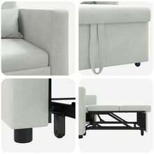 vidaXL Einzel-Schlafsofa Mit Rädern Hellgrau 90 X 165 X 87 Cm Samt - 灰色 - 查看 8
