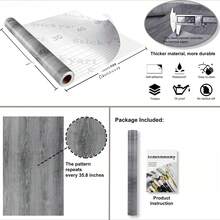 1卷加厚灰色木纹橱柜墙纸，房间装饰木纹贴纸，可剥离粘贴，复古风格，自粘可移除灰色木纹贴纸，适用于厨房装饰、卧室装饰、台面、橱柜、抽屉、衣柜、架子、墙面装饰。 - 灰色 - 查看 8