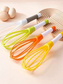 1pc Rotary Egg Beater, 2-In-1 Collapsible Balloon & Flat Whisk, Kitchen Tool, Manual Egg Whisk, Kitchen Gadgets, Cake Cream Beater & Dough Mixer, Baking Tool, Kitchen Accessories, Home Kitchen Supplies - Multicolor - View 5