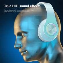 Wireless Headset, 5.2 Subwoofer Stereo, Game Music And Sports Dual-Mode Headset, With LED Lighting Effect, Adjustable, Long Battery Life Compatible Mobile Phone/Computer Multifunctional Headset - 白色 - 查看 3