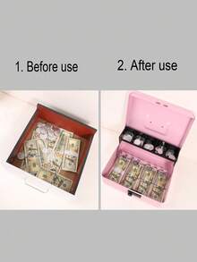 1 pieza Caja fuerte grande con cerradura de combinación - Diseño de voladizo multicapa, 4 compartimentos para billetes y 5 compartimentos para monedas, 30 cm x 24 cm x 9 cm, adecuada para la gestión segura del dinero en oficinas