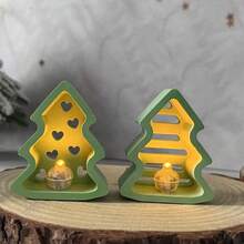 四腔空心圣诞树模具，星形和心形石膏挂饰硅胶模具，DIY - 白色 - 查看 3