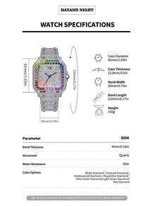 DAYAND NIGHT 2025 New Iced-Out Diamond Watch, 42mm Full Rhinestone Luxury Quartz Watch, Men's Stainless Steel Watch, Fashionable Wristwatch, Perfect For Business Banquets Daily Wear Valentine's Anniversary Birthday Gift (Halloween & Christmas Hot, Free Shipping) - 彩色 - 查看 2