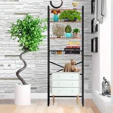 4-Tier Over Toilet Bathroom Organizer Shelf Adjustable Bathroom Shelf Over Toilet With Paper Holder And 4 Hooks, Brown - màu đen - Xem 7