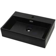 vidaXL Waschbecken Mit Hahnloch Keramik Schwarz 60,5 X 42,5 X 14,5 Cm - Black - View 2