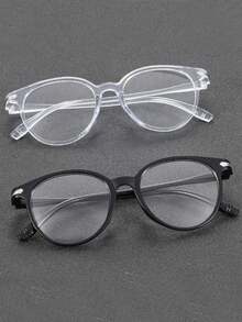 1pc/2pcs/3pcs Oval-Shaped Korean Style Lightweight Luxury Retro Frame Eyeglasses, Suitable For Daily Office And Commute - Clear - View 7