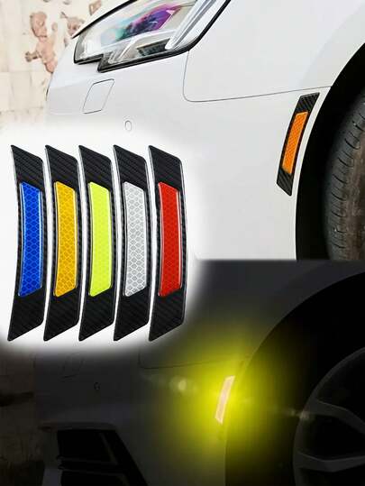 2pcs Carbon Fiber Reflective Car Wheel Arch Trim - Glow Strips, Scratch-Resistant, Waterproof, Universal Fit, Easy Installation, Auto Accessories, Car Stickers, Car Decor, Car Decals, Car Supplies