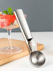 1pc Stainless Steel Cream Dipper, Dual-Purpose Ice Cream Ball Scoop, Ice Cream Fruit Spoon, Ball Scoop - Multicolor - View 2