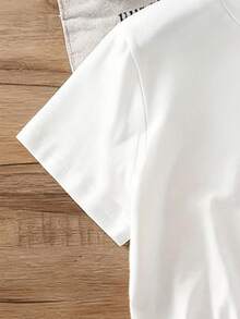 Young Boy Summer Casual Bear Slogan Print Short Sleeve T-Shirt - White - View 4