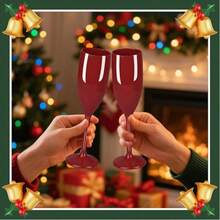 Plastic Champagne Flutes Dark Red Set Of 24, Acrylic Glasses Goblets Cups Toasting Shatterproof Reusable Flute, For Christmas Wedding Party Mimosa Bar Anniversary Birthday - 深紅色 - 查看 4