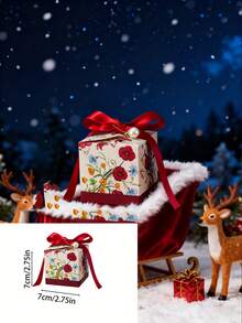 5/10 件花卉印花丝带礼品包装盒，创意精致“特别为你”婚礼回礼糖果袋礼盒，派对小礼物生日情人节礼盒情人节