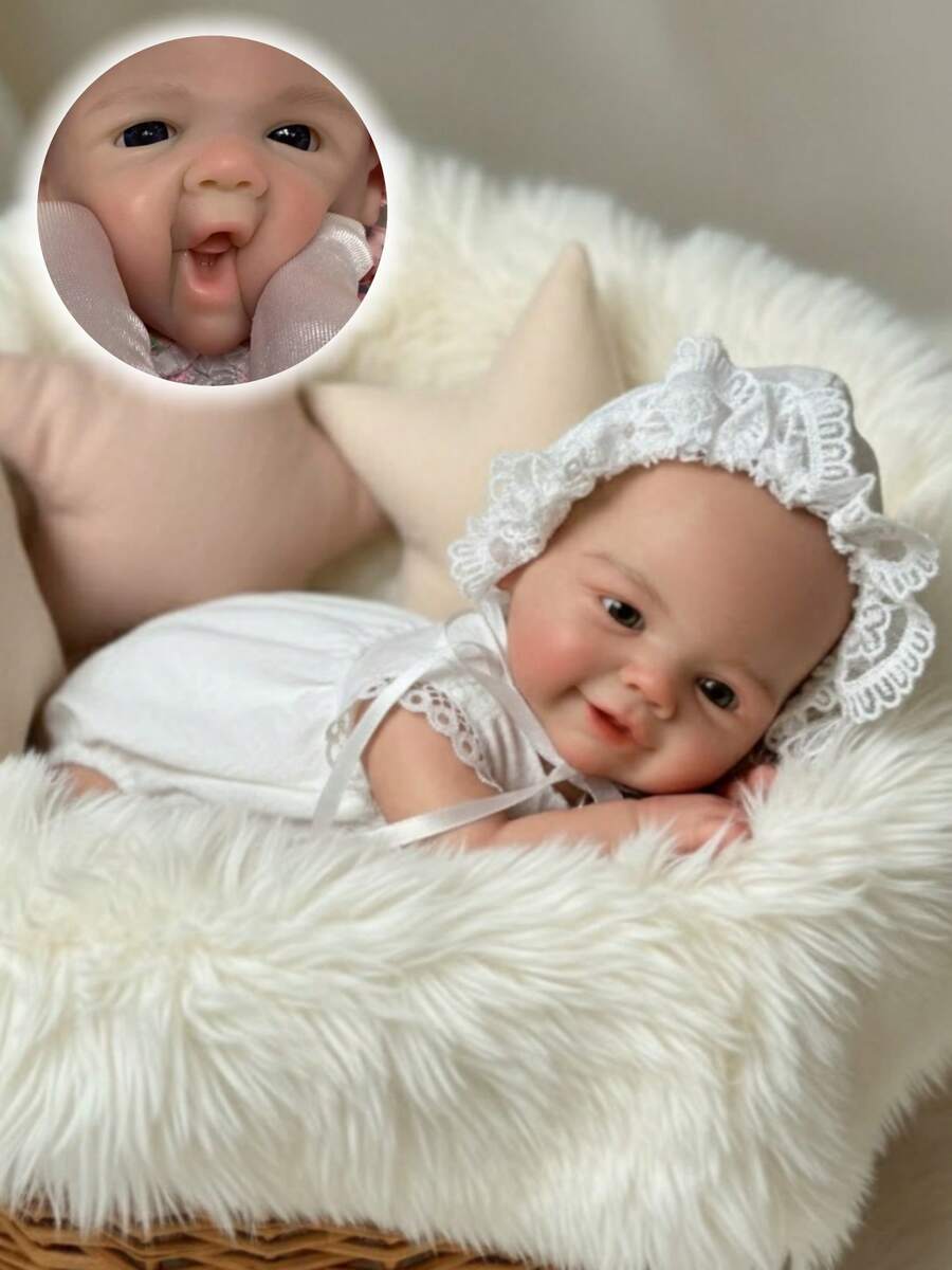 Búp bê tái sinh bằng silicon 13 inch Búp bê tái sinh bằng silicon mặt cười Vivienne Baby làm thủ công toàn thân mềm mại, màu trắng, thích hợp làm quà tặng sinh nhật, giáng sinh - Nhiều màu - Xem 1