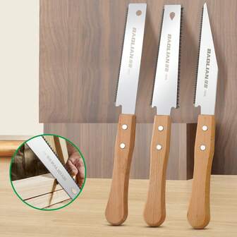 Wooden Handle Double-Sided Square Saw, Single-Sided Square Saw, Pointed Saw, Multiple Sizes Available, Manual Precision Cutting Tool, No Power Needed, Suitable For Woodworking, Camping, Yard, Manual Tool, Handsaw