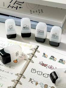 1件卡通图案蕾丝带儿童滚动花朵印章创意印章涂鸦手册DIY滚动蕾丝装饰带 - 彩色 - 查看 6