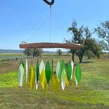 Wind ChimesSpring Leaves and Driftwood Glass Chime Wind ChimesWind Chimes - verde - Ver 3