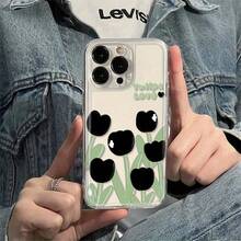 Funda Protectora Transparente - Lujosa Funda de Teléfono de TPU Suave a Prueba de Golpes Compatible con iPhone 17, 16, 15, 14, 13, 12, 11 Pro Max, 16, 15, 14 Plus, 13, 12 Mini, X, XS Max, XR, 8, 7 Plus Black Tulip Love, Diseño de Moda, Material Duradero, Entusiastas de la Moda, Entusiastas de la Tecnología - Colores mixtos - Ver 5