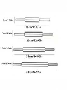 1pc Thick Stainless Steel Rolling Pin With Non-Slip Handle, Professional Dough Roller - Heavy Duty Durable Handmade Pasta Maker For Pizza, Cookies, Pastries, Italian Dishes | Easy To Clean, Rust-Proof | Baking Essential, Christmas/Halloween Gift - Multicolor - View 9