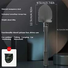 1 قطعة مجرفة قابلة للطي 2 في 1 للبستنة، مجرفة للتخييم العسكري، أداة تدريب للبقاء على قيد الحياة، حقيبة محمولة، مقبض معدني مناسب للتخييم والتنزه والبستنة والصيد