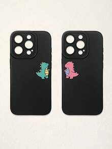 2pcs Black Phone Cases, Dinosaur Design Couple Phone Cases, Compatible With IPhone & Galaxy Phones, Phone Covers, Cute Phone Cases, Compatible With IPhone 13/15/16 Pro Max, Galaxy, Great As Birthday Gift, For Girlfriend, Boyfriend Or Personal Use - Multicolor - View 27
