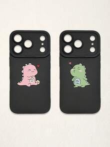 2pcs Minimalist Black Phone Cases, Dinosaur Phone Cases, Couple Phone Cases, Lens Protection Phone Cases, Compatible With IPhone & Galaxy, Phone Cases, Cases Compatible With IPhone 17 Pro Max, Covers, Cute Phone Cases, Compatible With IPhone 13 Case, Compatible With IPhone 15 Case, Phone Cases, Galaxy Phone Cases, Suitable As Birthday Gifts, Girlfriend, Boyfriend Or For Personal Use - Multicolor - View 52