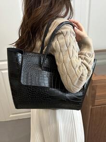 Bolso de mano grande de alta gama para mujer 2024, bolso de hombro de moda vintage para ir al trabajo, otoño/invierno - Multicolor - Ver 5