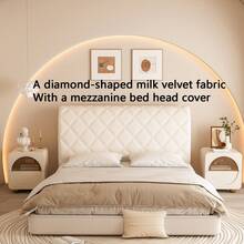 1件纯色菱形绗缝柔软羽绒被套，纯色加厚绗缝天鹅绒床头板套，牛奶色超细纤维全包裹式设计，弹性背部面料，简约优雅，触感柔软顺滑，经久耐用，带来全新睡眠体验，可机洗，享受如云朵般轻柔的床头板，全包裹式床头板套，加厚柔软填充物，升级床头板，适用于单人床和双人/大号床。