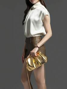 Túi đeo vai hàng hiệu cao cấp, ví cầm tay dự tiệc bằng da PU dành cho nữ. - Vàng - Xem 5