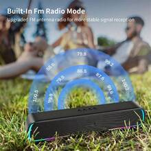 3D Surround Bluetooth Sound Bar, High-Quality Speaker Material, Home Theater Soundbar, 4 Speakers & RGB Light Detail, 1200mAh Battery, USB/SD/AUX/FM Radio Support, Built-In Subwoofer & USB Rechargeable, Wireless Bluetooth Speaker Ideal For TV/Music/Gaming - 黑色 - 查看 7