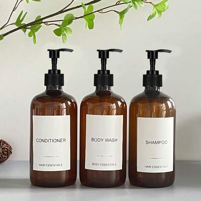 3pcs 21oz Shampoo And Conditioner Dispenser - Modern Shower Soap Bottles With Pump And Labels - Easy To Refill Body Wash Dispensers For An Instant Bathroom Decor Upgrade