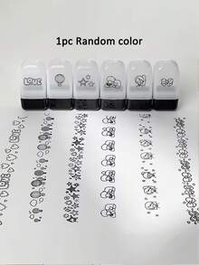 1件卡通图案蕾丝带儿童滚动花朵印章创意印章涂鸦手册DIY滚动蕾丝装饰带 - 彩色 - 查看 12