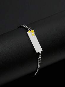 1pc Customized Minimalist Fashionable Colorful Drip Oil Name Engraved Bracelet, Gold/Silver 18K Gold Plated Stainless Steel Material, Adjustable Chain With Personalized Engraving - Birthday/Anniversary Gift For Him, Unique Ideal Gift For Him, Ideal Gift For Her, Boyfriend, Girlfriend, Dad, Mom, Family, Friends, Grandparents Anniversary, Birthday, Daily Wear, Wedding, Graduation, Prom, Party - Multicolor - View 52