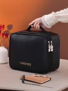 1个大容量5层化妆包，PU拉链封口，手提便携，适合居家、旅行、男女通用，生日、母亲节、毕业礼物、女士礼物、圣诞礼物、女士送礼佳品