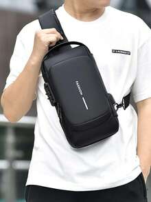 Men's Bags Shoulder Messenger Bag Multifunctional Sports Diagonal Hanging Chest Backpack USB College Bag Summer Fall Christmas Scream Men Bag Belt Bag Travel Bag Sling Bag Winter Christmas Gifts Bum Bag Outdoor Thanksgiving Holiday Storage Bag Shoulder Bag Rider Bag Pouch Waterproof Backpack - Black and White - View 9