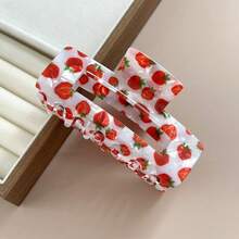 1 Piece Of Elegant And Sweet Strawberry Print Rectangular Hairpin - White And Red Contrast Hollow Design, Light And Stable Women's Hair Accessories, Suitable For Daily Party Travel, Fun Style - Màu cam nhiều màu - Xem 5